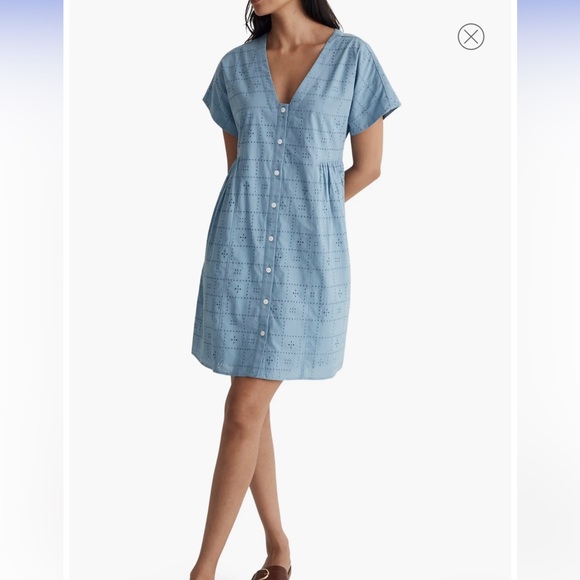 Madewell eyelet v-neck minidress size XS NWOT - Picture 5 of 5